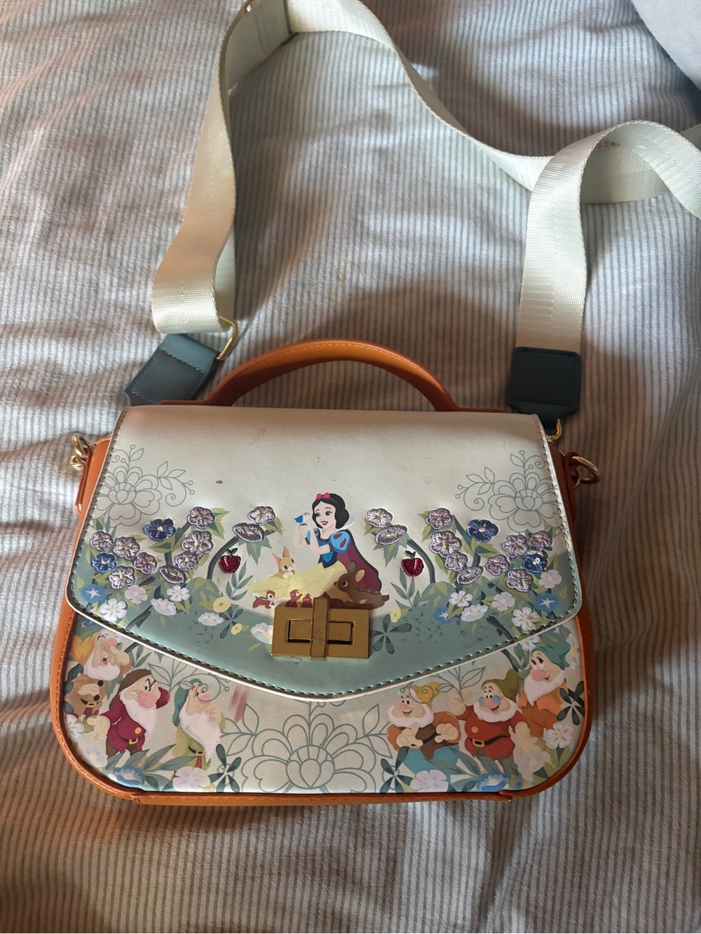 Loungefly White and Orange Snow White Floral Crossbody